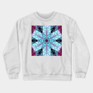 Mosaic Kaleidoscope Flower Blue and Red Crewneck Sweatshirt